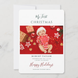 Erstes Weihnachtsfotos vom Baby Feiertagskarte