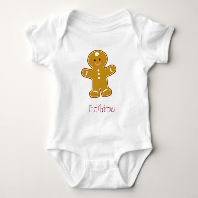 Erstes Weihnachtsgingerbrot T-Shirt Baby Strampler (Vorderseite)