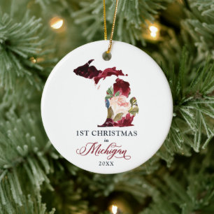 Erstes Weihnachtsleben in Michigan MI Personalisie Keramik Ornament