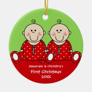 Erstes Weihnachtsornament für Zwillinge, Junge und