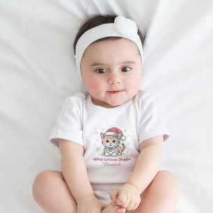 Erstes Weihnachtsoutfit mit süßer Santa-Katze Baby Strampler