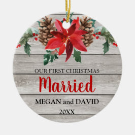 Erstes Weihnachtsverheiratete rustikale Keramik Ornament