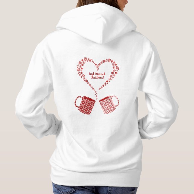 Erstes Weihnachtsverheiratete Tassen Hoodie (Rückseite)