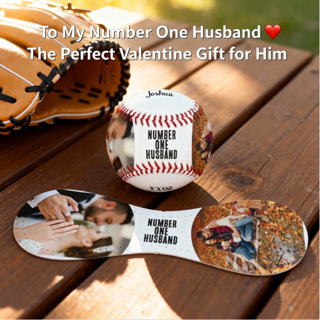 Erstes Zahl Ehemann Valentinstag Foto-Geschenk Baseball (Von Creator hochgeladen)
