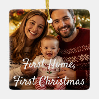 Erstes Zuhause Erstes Weihnachten Familienfoto Kar Keramikornament