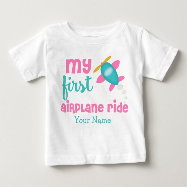 Erstflug-Flugzeug Personalisiert Baby T-shirt (Vorderseite)