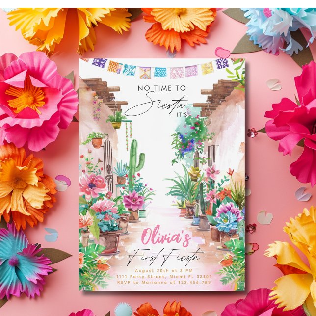 Erstgeburt der Fiesta Cactus Watercolor Girl Einladung (Von Creator hochgeladen)