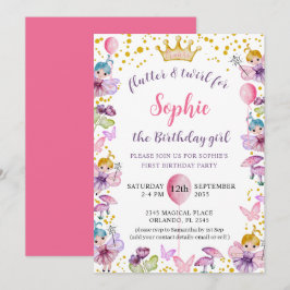 Erstgeburt Fairy Princess Pink & Gold Einladung