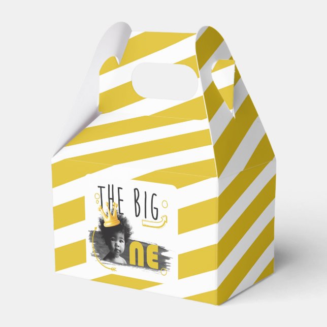 Erstgeburt Modernes Foto Schwarz-weiß gelb Geschenkschachtel (Vorderseite)