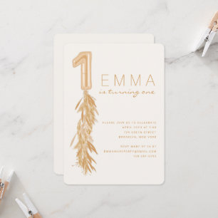 Erstgeburt Pampas Balloon Garland Einladung