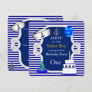 Erstgeburt Sailor Boy Blue Stripe Einladung