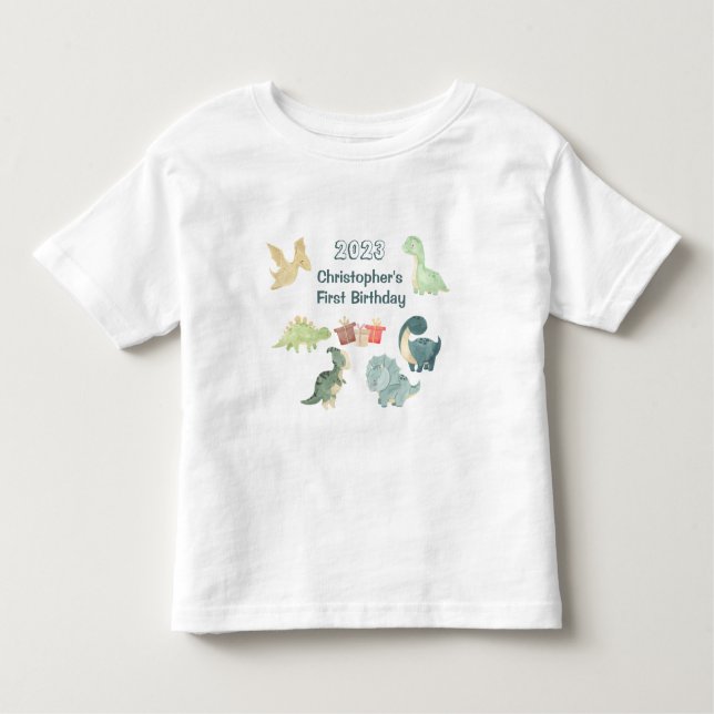 Erstgeburtenbaby Niedlich Dinosaurier Wasserfarbe  Kleinkind T-shirt (Vorderseite)