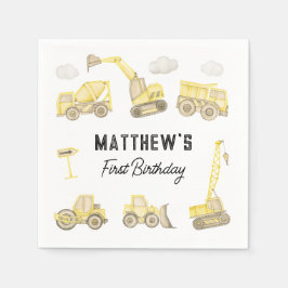Erstgeburtenes Wasserfarbenbaufahrzeug Serviette