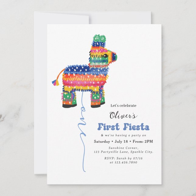 Erstgeburtenfeier Piñata Einladung des Jungen (Vorderseite)