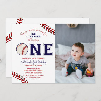 Erstgeburtstag-Baseball-Foto Einladung