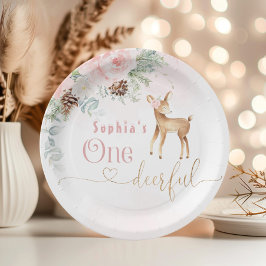 Erstgeburtstag der Mädchen Winter Ein Hirschfest Pappteller