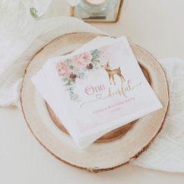 Erstgeburtstag der Mädchen Winter Ein Hirschfest Serviette