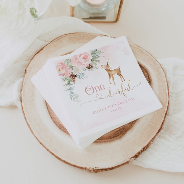 Erstgeburtstag der Mädchen Winter Ein Hirschfest Serviette (Von Creator hochgeladen)