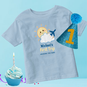 Erstgeburtstag Junge Whimsikflugzeug Sun & Cloud Kleinkind T-shirt