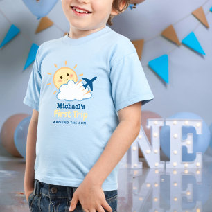 Erstgeburtstag Junge Whimsikflugzeug Sun & Cloud Kleinkind T-shirt