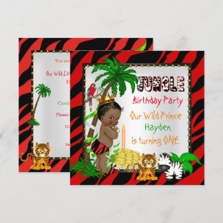 Erstgeburtstag Jungle Safari Wild Prince Ethnic Einladung