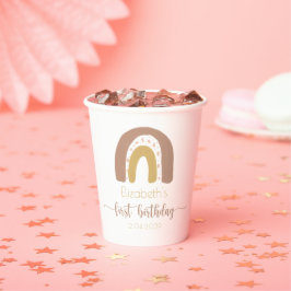 Erstgeburtstag Modern rosa Goldrenne Pappbecher
