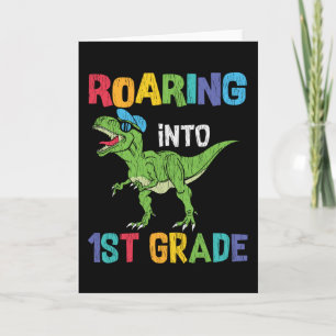 Erstklassiger Dino-Fan erster Schultag Kinder Gesc Karte