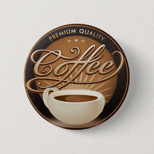 Erstklassiger Kaffee und Kaffeetasse Button