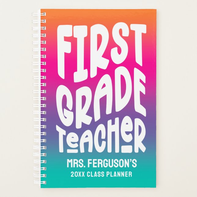 Erstklassiger Lehrer farbenfroh Ombre Planer (Vorderseite)