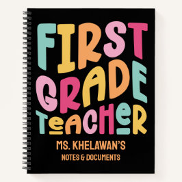 Erstklassiger Lehrer Wertschätzung farbiger Text Notizbuch