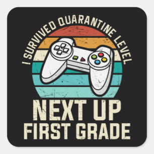 Erstklassiges Gamer-Geschenk zum Schulbeginn für S Quadratischer Aufkleber