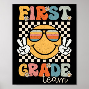 Erstklassiges Retro-Team Zurück zur Schule 1. Klas Poster