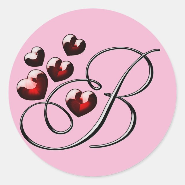 Erstkleber für Monogramm B Runder Aufkleber (Vorderseite)
