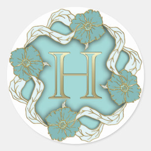 Erstkleber für Monogramm H Runder Aufkleber
