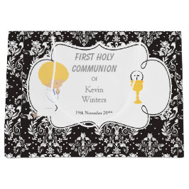 Erstkommunion Blonde Boy Black Damask Große Geschenktüte