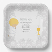 Erstkommunion Blonde Boy Silver Damask