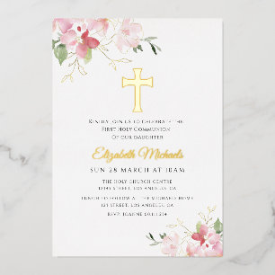 Erstkommunion des modernen Goldes Folieneinladung