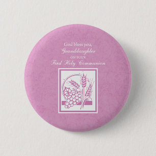 Erstkommunion Enkelin, Rosa Button