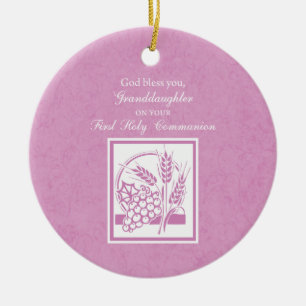 Erstkommunion Enkelin, Rosa Keramik Ornament
