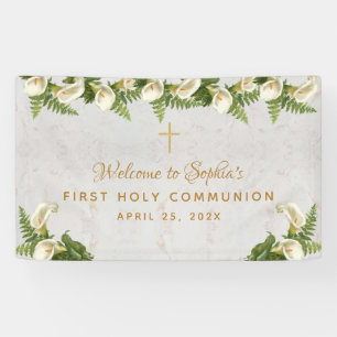 Erstkommunion Florale Marmor Calla Lilien Willkomm Banner