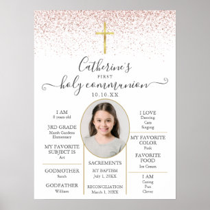 Erstkommunion-Fun-Facts-Foto-Schild mit Glitter Poster