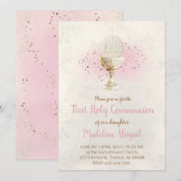 Erstkommunion Glitter und rosa Wasserfarbe