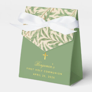 Erstkommunion Grünes Blätter Foliage Kalligraphie Geschenkschachtel