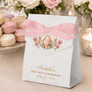 Erstkommunion Mädchen Foto Pinke Magnolie Marmor Geschenkschachtel