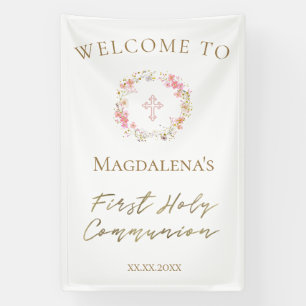 Erstkommunion Mädchen Willkommen Banner