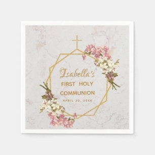 Erstkommunion Marmor Gold Orchidee Florale Geometr Serviette