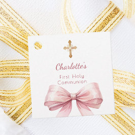 Erstkommunion Rosa Schleifen Kreuz Mädchen DIY Geschenkanhänger