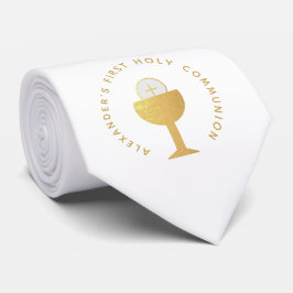 Erstkommunion White Imitats Gold Chalice Eucharist Krawatte