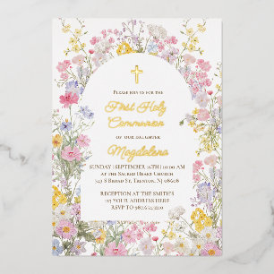 Erstkommunion Wildblumen Folieneinladung