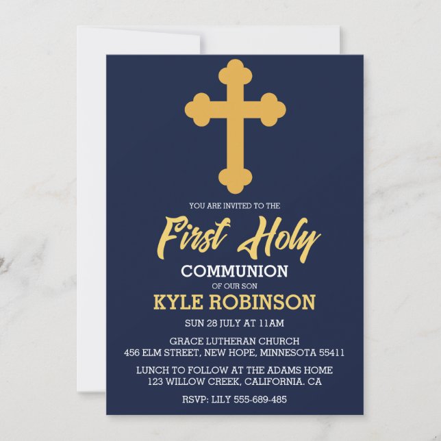 Erstkommunioneinladungen für Blaue Einladung (Vorderseite)